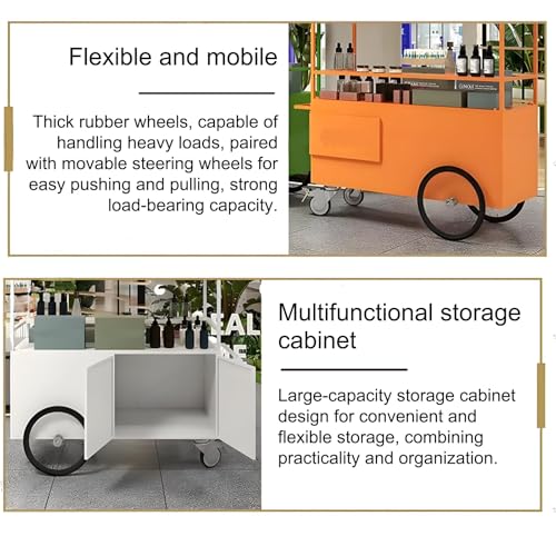 Mobiler Lebensmittelwagen mit Rädern, tragbarer Verkaufsstand für Märkte im Freien, Street Food, Bauernmärkte & Handwerksshows, leicht zu transportieren, vielseitiger mobiler Ständer