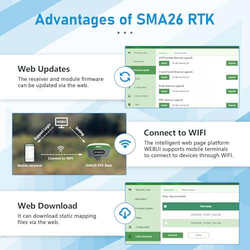SMA26 IMU RTK GPS Surveying Equipment Rover Base Handheld Collector, Survey Software,1cm-2.5cm Accuracy, 30°-60° Tilt, NOAA certificated (exclude Tripod&Pole) - Thumbnail 4