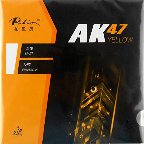 61second Palio AK 47 AK47 AK-47 Yellow Matt Pips in Rubber with Sponge Ping Pong Rubber for Table Tennis Bat 2.2mm H42-44 Rubber with Protection Film (Black 2.2mm with 1Film)