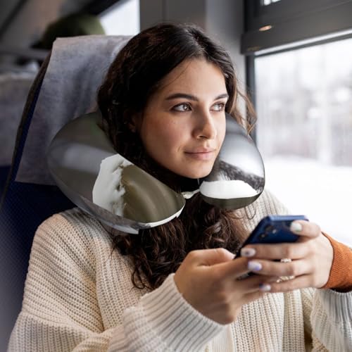 Almohada cervical de poliéster negra para viaje miniatura 6