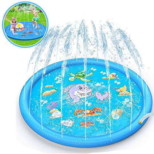 Sinwind Sprinkler Play Matte, 150cm Wasser-Spielmatte, Wasserspielzeug Garten Wasserspielmatte für Baby, Kinder, Hund und Haustiere