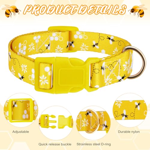 Image of Goat Collar with Bell, Sheep Grazing Copper Bells and Adjustable Nylon Collar Set Loud Bronze Bell for Summer Small Farm Animal Sheep Cow Dog Accessories Gift(Bee)