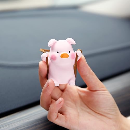 Miniatura 7 de YGMONER - Accesorio de cerdito para colgar en el espejo del automóvil, adorno para el interior del automóvil (cerdito)