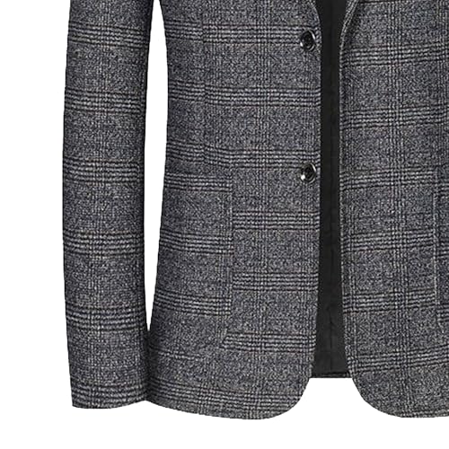 Men's Plaid Slim Fit Blazers 2-Button Business Work Suit Jacket Casual Spring Autumn Sport Coat3