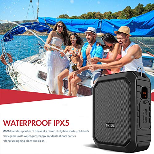 Voice Amplifier with Wired Microphone Headset 18W Waterproof IPX5 Voice Loudspeaker 4400mAh Rechargeable Portable PA System Power Bank for Outdoors, Water Aerobics Teaching, Meeting, Training, etc