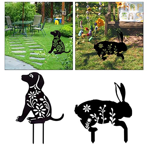 Fenteer 2Pcs Garden Stakes Rabbit And Dog Yard Outdoor Lawn Landscape Ornaments #TOP1