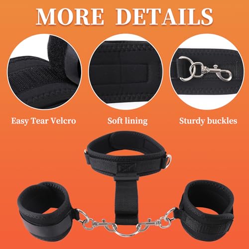 Image of BDSM Sex Bondage Neck to Wrist Restraints Kit, Sex Toys for Couple Adjustable Behind Back Handcuffs Bondage Restraints Set, Bed SM Adult Sex Game Play, Sex Toys for Women Man Beginner
