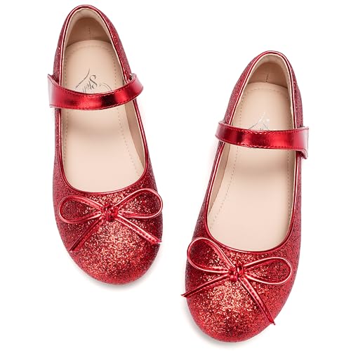 Stelle Girls Mary Jane School Flats Flower Wedding Uniform Party ShoesToddler/Little Kids/Big KidsGMJ003-2-Red 9MT