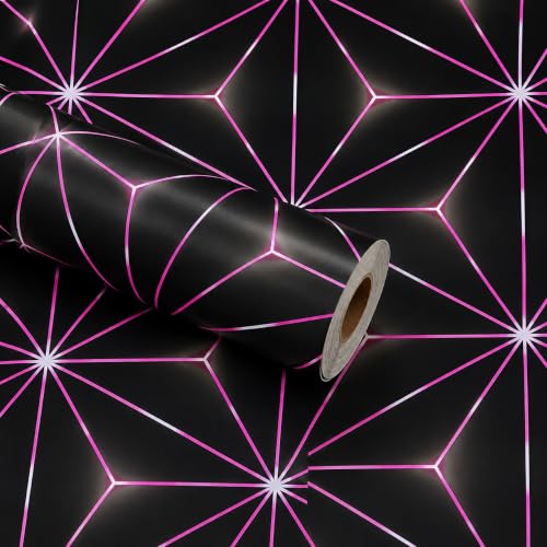 Image of Wings Star Wall Stickers DIY Wallpaper (45 x 500 CM, Purple & Black) | Self Adhesive PVC Roll | Home Decoration for Living Room Hall Bedroom | Easy Peel and Stick Decor Paper