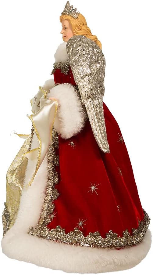 10-Inch Regal Red and White Angel Resin Tree Topper
