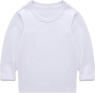 Camisolas infantis de tamanho pequeno para meninas, algodão macio, gola redonda, gola redonda, manga comprida,