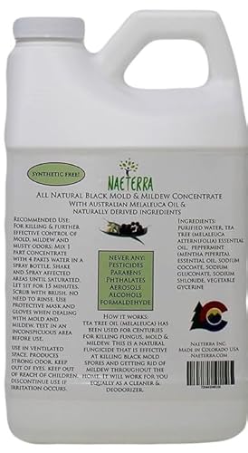 64 oz Tea Tree Melaleuca All Natural Black Mold Killing & Mildew Control Concentrate - Eliminate The Cause of Musty Smells with Pure Botanical Ingredients