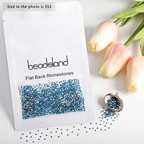 Image of Beadsland 2880pcs Flat Back Crystal Rhinestones Round Gems for Nail Art and Craft Glue Fix,Indicolite,SS3,1.2-1.4mm | Flatback Glass Gems, 1.2-1.4mm, for Nail Art Craft, Glue Fix