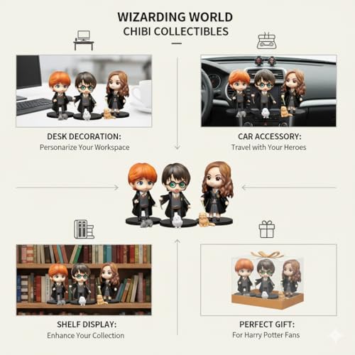Image of Harry Potter Action Figure Set of 3 Wizard Collectible Collectibless | PVC Action Figure Collectibless for Fans & Collectors - Harry Potter Set - 3 PCS