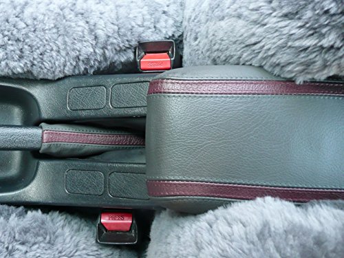 RedlineGoods armrest Cover Compatible with Honda Civic 1996-00. Tailor Made - not Universal. Genuine top-Grade Italian Black Suede (Alcantara) with Red Thread