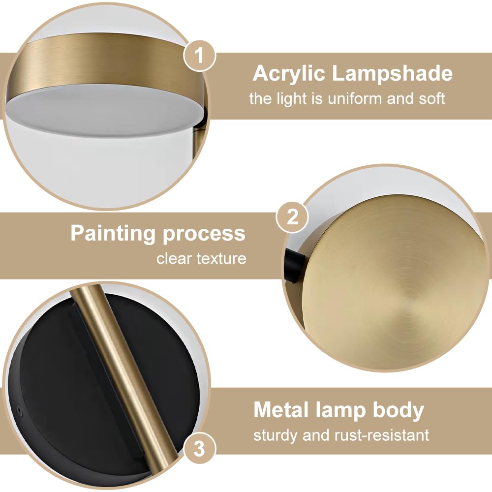 Regulowana lampa do czytania, długa metalowa lampa ścienna z akrylowym kloszem, lampka nocna, żarówki LED 7 W, 3000 K, nowoczesne i minimalistyczne oświetlenie do sypialni