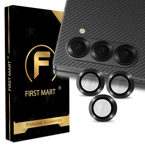 Image of FIRST MART Black Camera Ring Guard Protector for Samsung Galaxy Z Fold 6 | Tempered Glass with Metal Alloy Rings, HD Clear, Scratch Resistant, Case-Friendly | Pack of 1