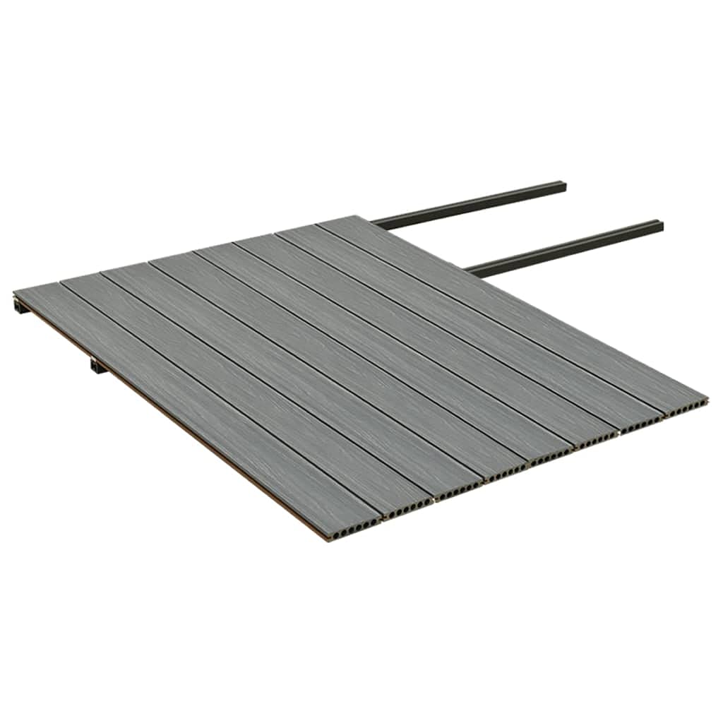 Lot de lames de terrasse WPC marron et gris avec accessoires, 20 m², 4000 x 140 x 23 mm, composite bois-plastique, imperméable, antidérapant, facile d'entretien, aspect bois, pour terrasse