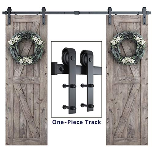 8ft Heavy Duty Double Door Sliding Barn Door Hardware Kit -Smoothly and Quietly