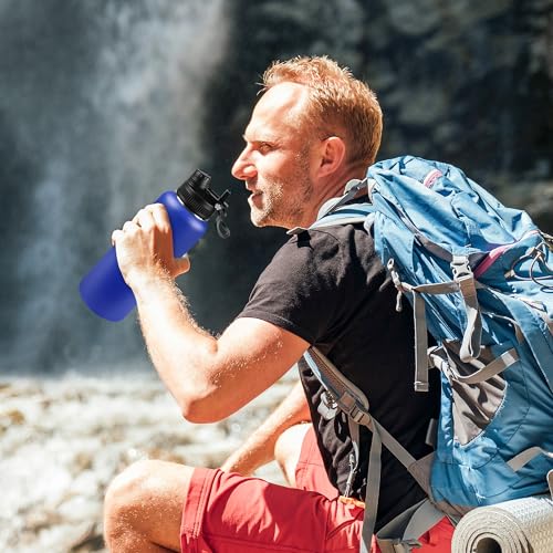 32oz Insulated Water Bottle - 2-in-1 Leak-Proof Lid (Sip/Straw) + Handle, Stainless Steel Bottle Bulk for Sports, Commuting, Office Work, Outdoor Activities, Dark Blue, 8 Pack by Zynkify - Used condition - Image 6