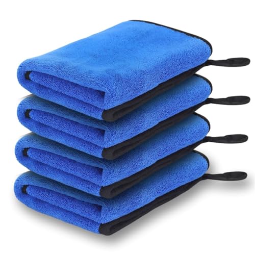 Image of Microfiber Cleaning Cloth, 30x40 cms 600 GSM | Highly Absorbent,Lint and Streak Free, Multi-Purpose Wash Cloth for Kitchen,Car,Window,Stainless Steel,Silverwear (Dark Blue 30x40cms) Pack of 4