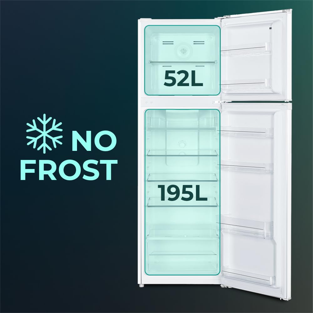 Svan Frigorífico 2 Puertas Blanco SF1675502ENF. Capacidad 247 Litros, Puerta Reversible, Bajo Nivel Sonoro, Eficiencia Energética Clase E