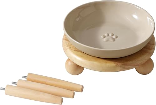 Miniatura 12 de Platos elevados de cerámica para gatos, cuenco para alimentos y agua con 2 estilos de soporte, juego de cuencos elevados ajustables para mascotas, 2