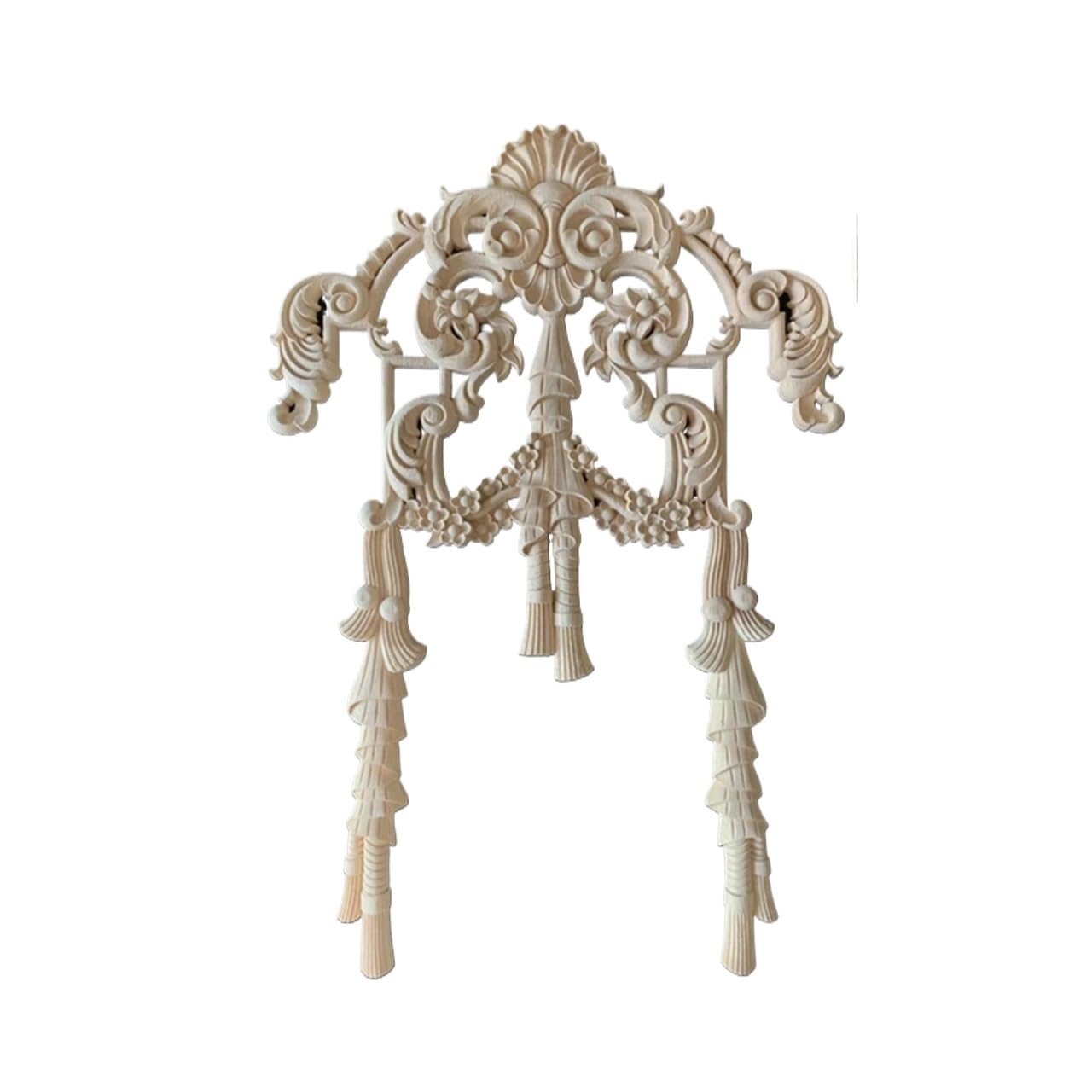 Applique en bois sculpté lot de 4 décalcomanies d'angle non peint 48x32cm