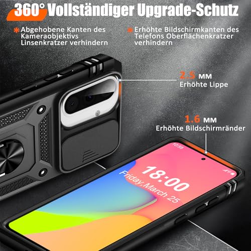 Giyer Panzerhülle für Samsung Galaxy A57 5G Hülle mit Schutzfolie, Handyhülle Case mit Kameraschutz 360° Metall Ring Ständer… – Ansicht 3