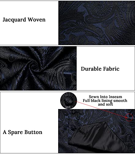 Image of DiBanGu Mens Paisley Vest Silk Sleeveless Suit Vest and Neck Tie Pocket Square Cufflinks Set for Wedding Formal