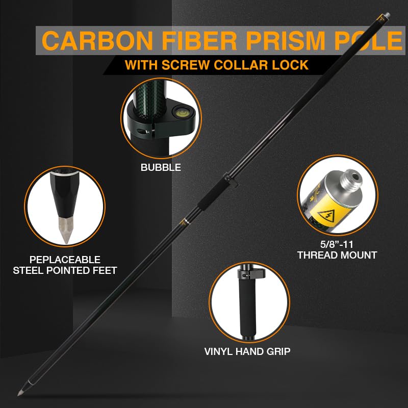 SMTOER Carbon Fiber GPS Rover Rod - 2M Telescopic Survey