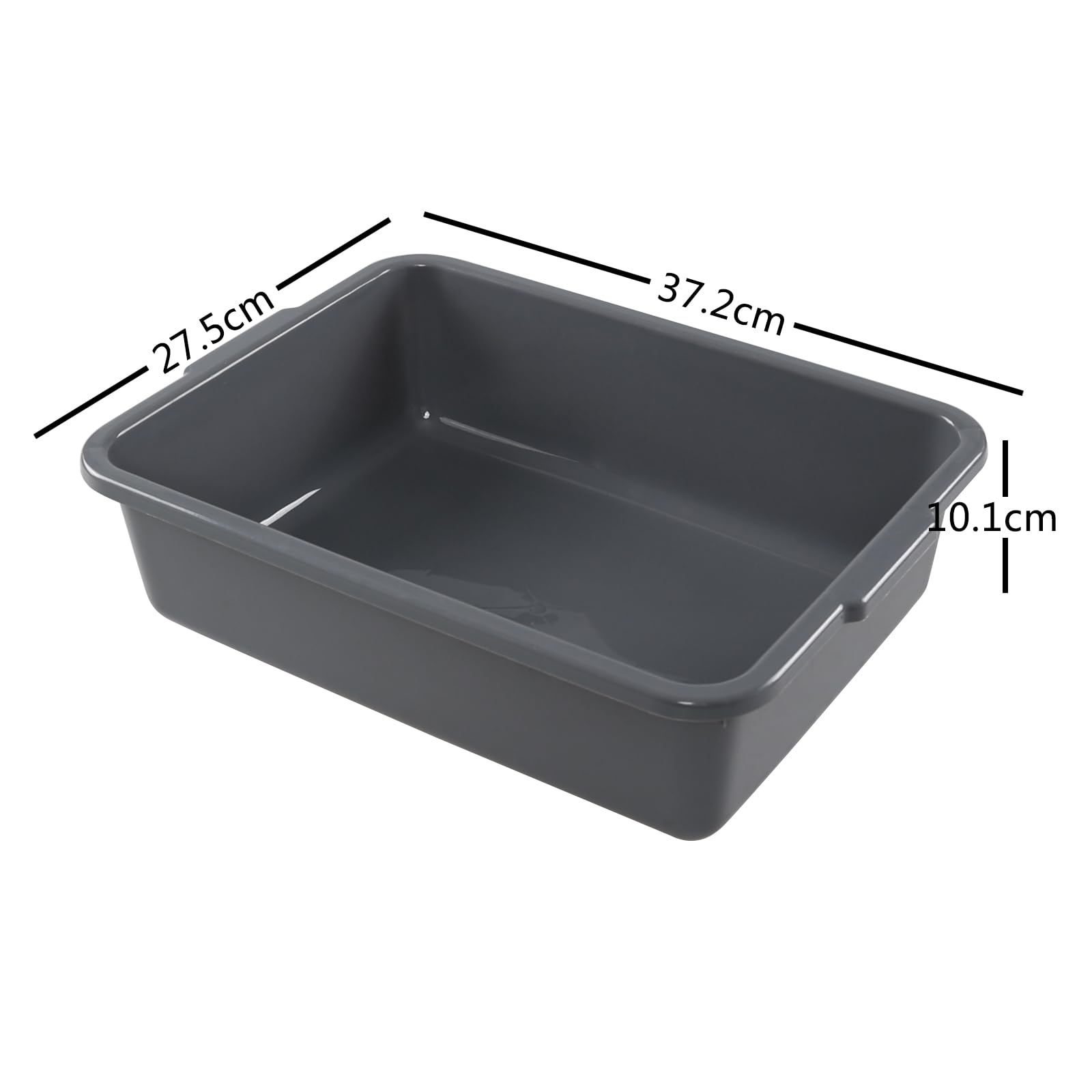 8 Litri Vaschetta Rettangolare Grande, Bacinella di Plastica, Grigio, Set di 5