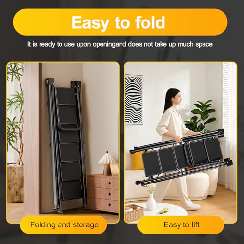Image of 6 Step Ladder, Retractable Handgrip Folding Step Stool with Anti-Slip Wide Pedal, Carbon Steel Step Stool Ladders for Adult,Safety Household Ladder for Kitchen,Home,Office&Garage