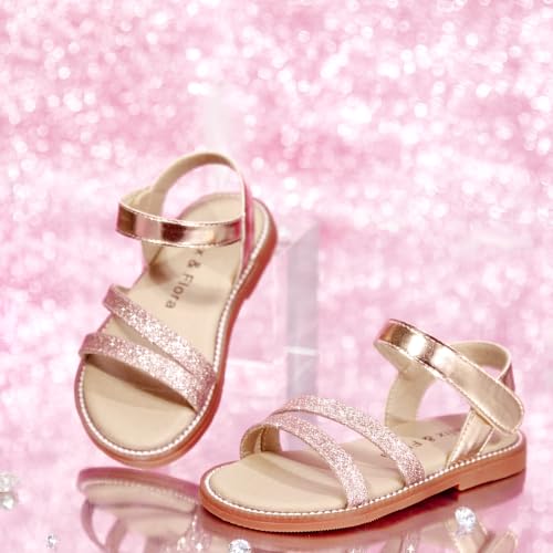 Image of Felix & Flora Toddler Girl Sandals - Little Girl Easter Dress Shoes Lightweight Open Toe Beach Holiday Flats