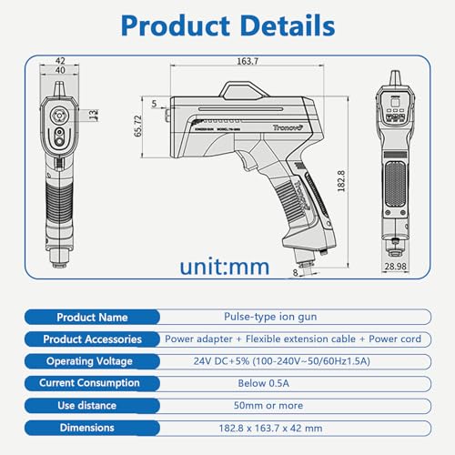Pistola manual ionizante antiestática para limpieza industrial miniatura 5
