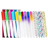 15 Pack Glass Nail File With Hard Case, Crystal Fingernail Files Bulk, Double Sided Finger Nail...