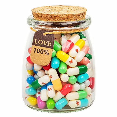 HYOUCHANG Capsule Letters Message in A Bottle - Love Pills - The Love Gifts for Boyfriend and Girlfriend(Mixed Color130pcs)