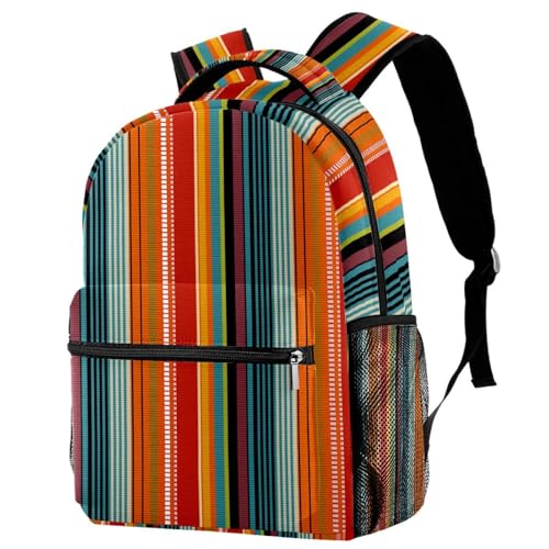 Sac à dos d'école sac de voyage décontracté rayures bohèmes