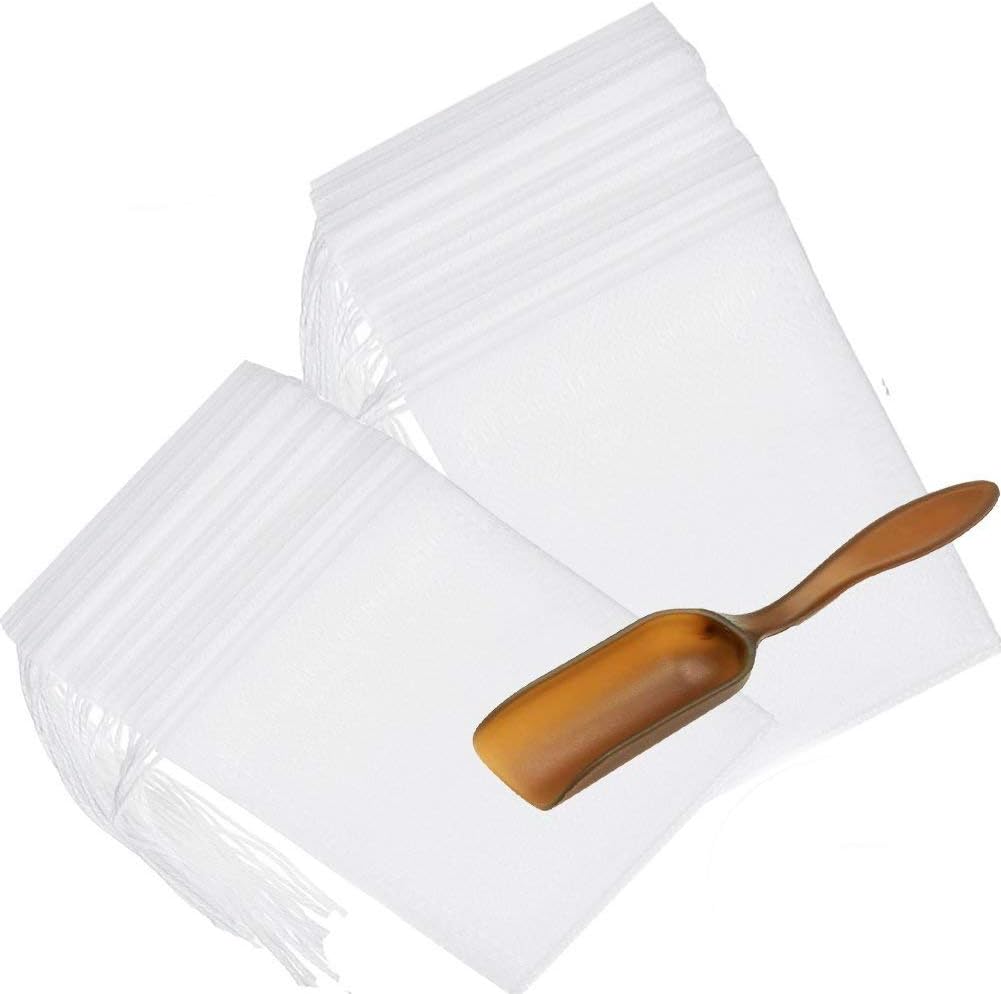 Disposable Tea Filter Bags Empty Cotton Drawstring Seal Filter Tea Bags for Loose Leaf Teal（3.54 x 2.75 inch） (200 PCS)