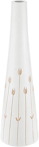 Miniatura 2 de AeraVida Floreciendo Meadow White - Jarrón de madera de mango en forma de botella de 14 pulgadas | Elegante decoración rústica hecha a mano |