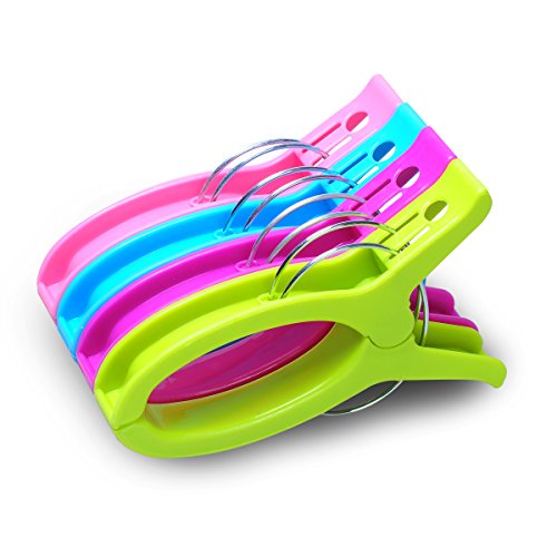 ecrocy 4 Pack Jumbo Größe Strandtuch Clips für Strandkörbe oder Lounge Stuhl - Keep Your Handtuch von Blowing Away, Kleidung Linien - Jumbo Größe 16 cm Cover