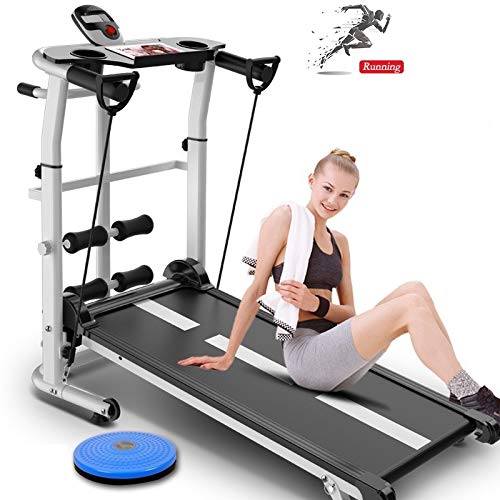 Image of Treadmills Pink Treadmill Foldable Manual Running Training Sports Multifunctional Mute Fitness Equipment 3 in 1 Twisting Waist Machine