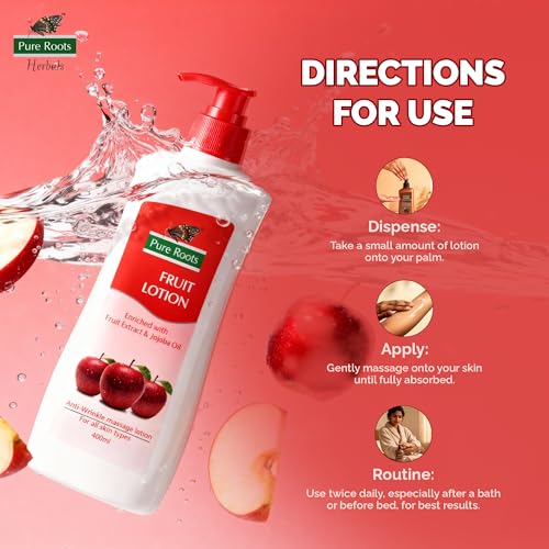 Image of Pure Roots Fruit Body Lotion 400ml - Pack of 2 - Moisturiser Nourishing Lotion for All Skin Types, Fast Absorbing, Non-Sticky Body lotion Instant Hydration in Summer All Season Moisturizer