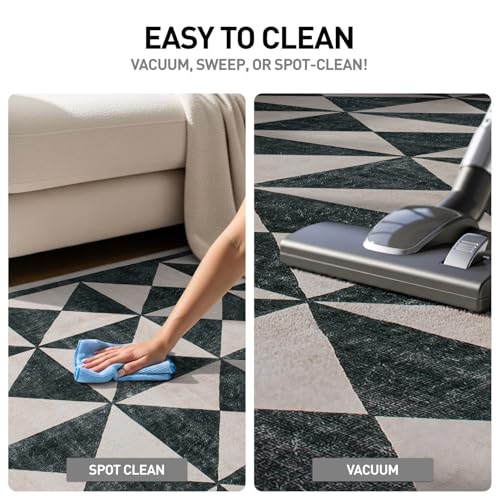 Tapete geométrico antideslizante lavable 2'x4' crema miniatura 7