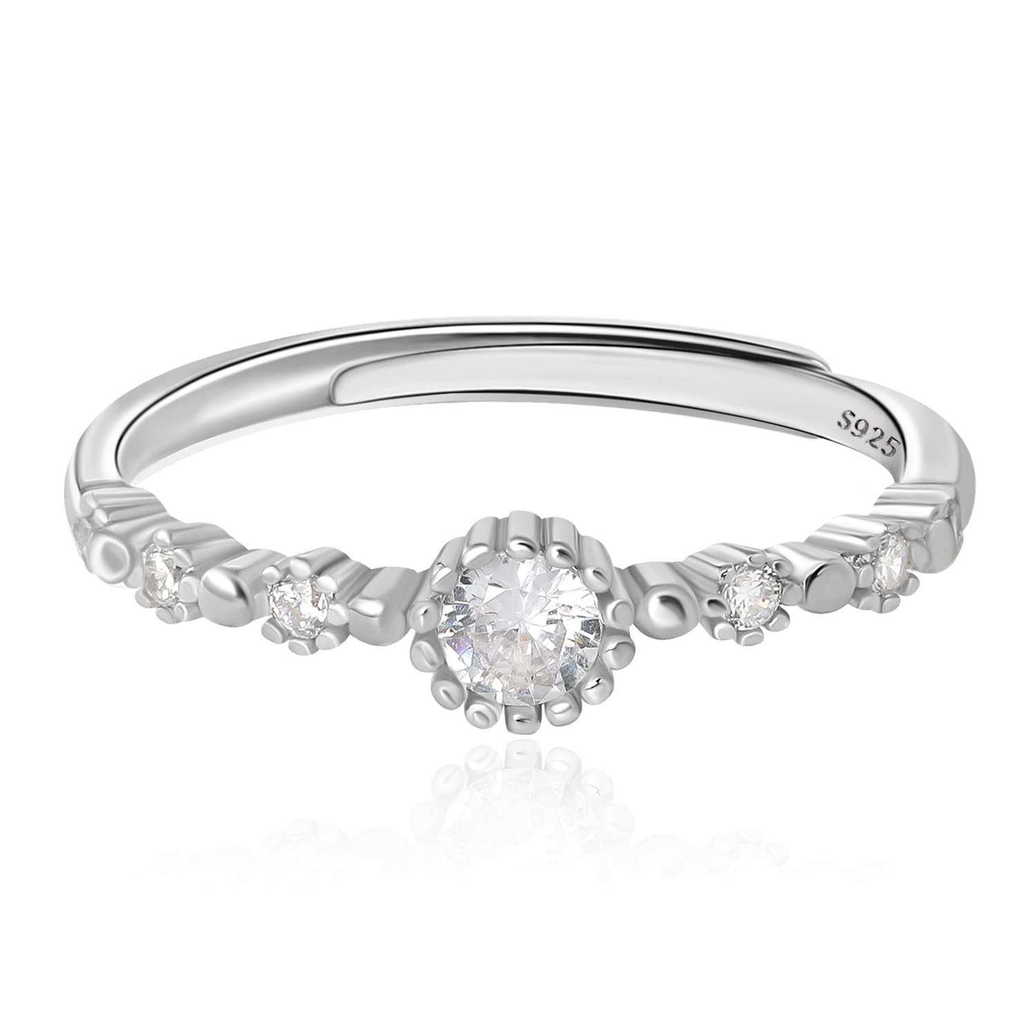 Silberring für Frauen zierlicher stapelbarer Goldring Statement Sonnenring handgefertigt minimalistischer Diamantring Größe verstellbar 3-10
