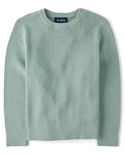 The Childrens Place Boys Long Sleeve Thermal Pullover Sweater Mint Taffy Medium