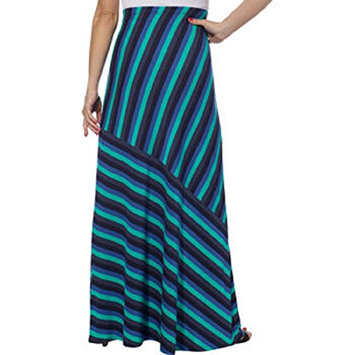 Matty M Ladies’ Long Skirt-Blue Stripe, Teal, Large2