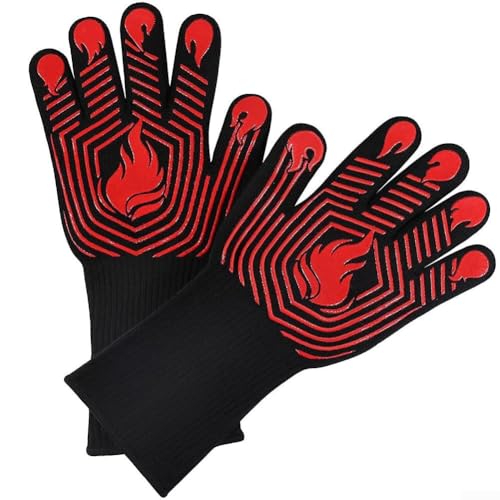 Gants de barbecue en matériaux de qualité supérieure avec une excellente résistance à la chaleur (rouge)