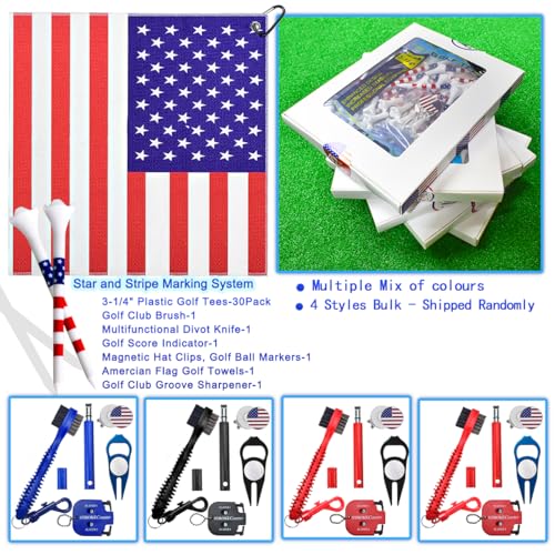 36 Pcs Golf Gifts for Men and Women, Include 3-1/4" Plastic Golf Tees,Golf Towel,Divot Tool,Scorer, Club Groove Sharpener,Golf Club Brush,Golf Ball Markers with Hat Clips Golf Accessories. by FEGP GOLF - Image 4