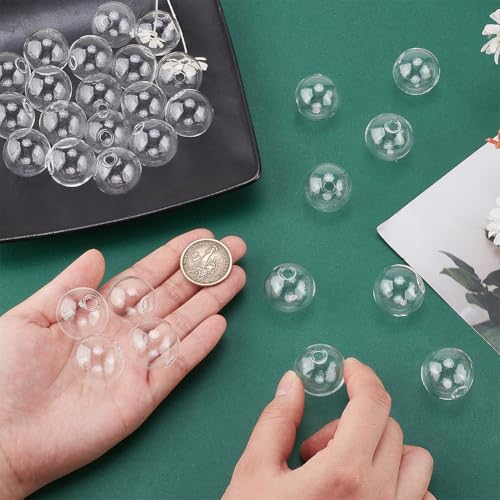 PH PandaHall 30 mini globos de vidro, garrafas pequenas de 2,5 cm, esferas de vidro, bolas de desejo